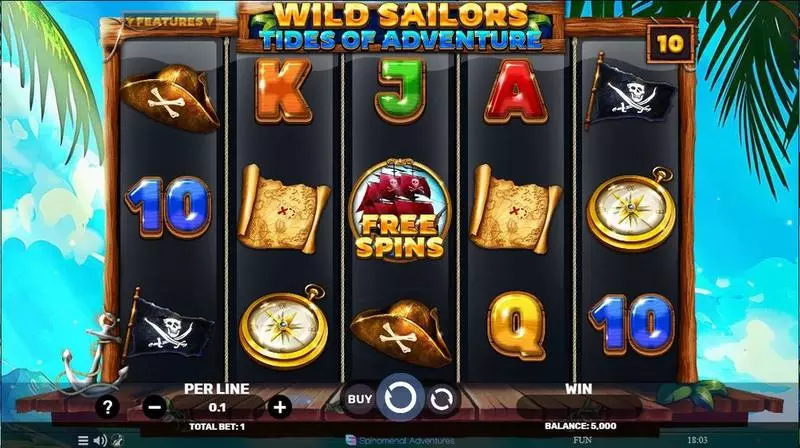 Main Screen Reels - Wild Sailors – Tides Of Adventure Spinomenal Slots Game