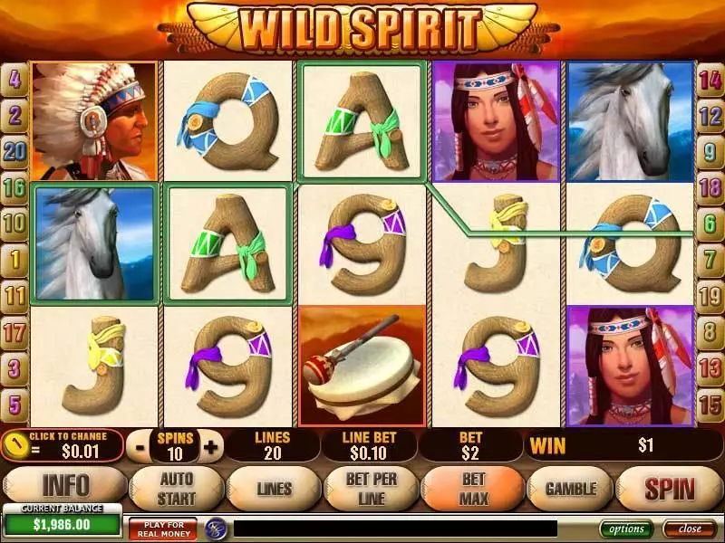 Main Screen Reels - Wild Spirit PlayTech Slots Game