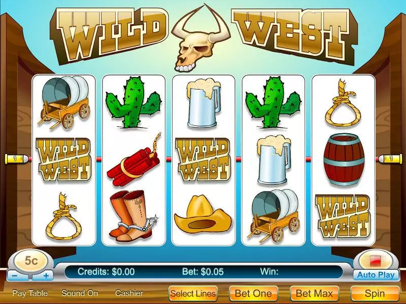 Main Screen Reels - Wild West 5-reel Byworth Slots Game