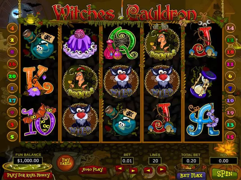 Main Screen Reels - Witches Cauldron Topgame Slots Game