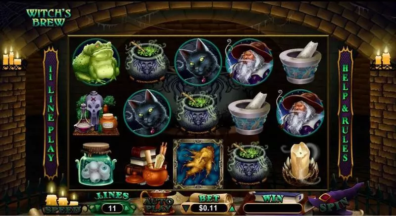 Main Screen Reels - Witch's Brew RTG Slots Game