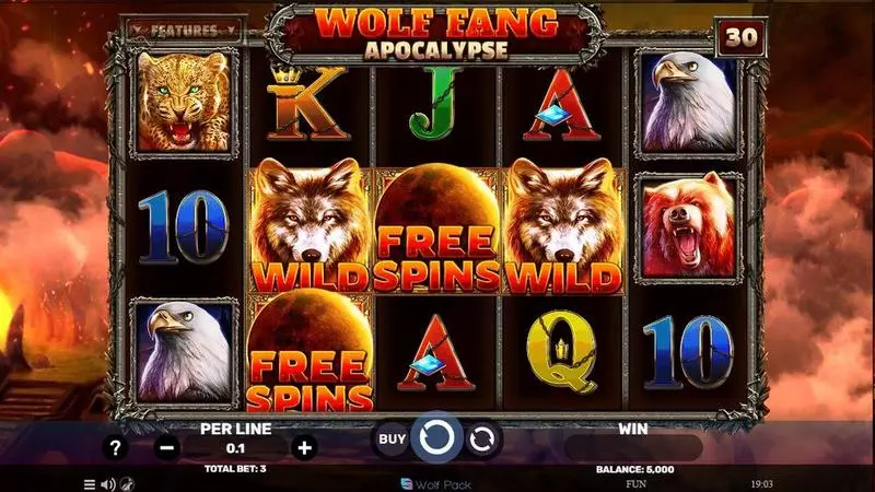 Main Screen Reels - Wolf Fang – Apocalypse Spinomenal Slots Game