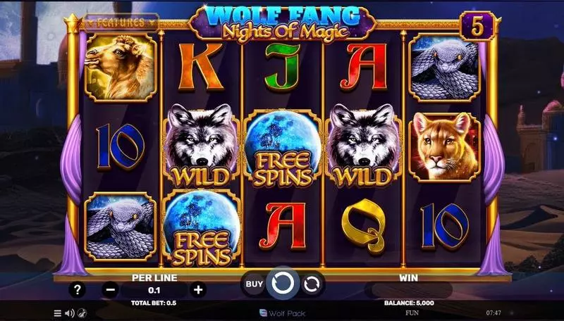 Main Screen Reels - Wolf Fang – Nights Of Magic Spinomenal Slots Game