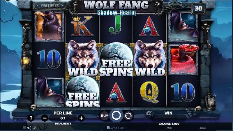 Main Screen Reels - Wolf Fang – Shadow Realm Spinomenal Slots Game