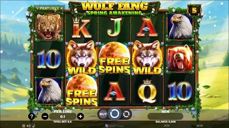 Main Screen Reels - Wolf Fang – Spring Awakening Spinomenal Slots Game