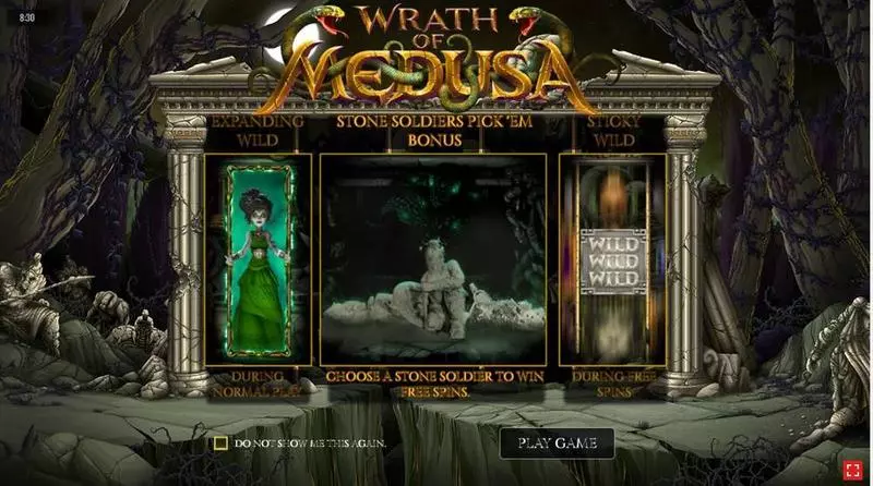 Info and Rules - Wrath of Medusa Rival Slots Game