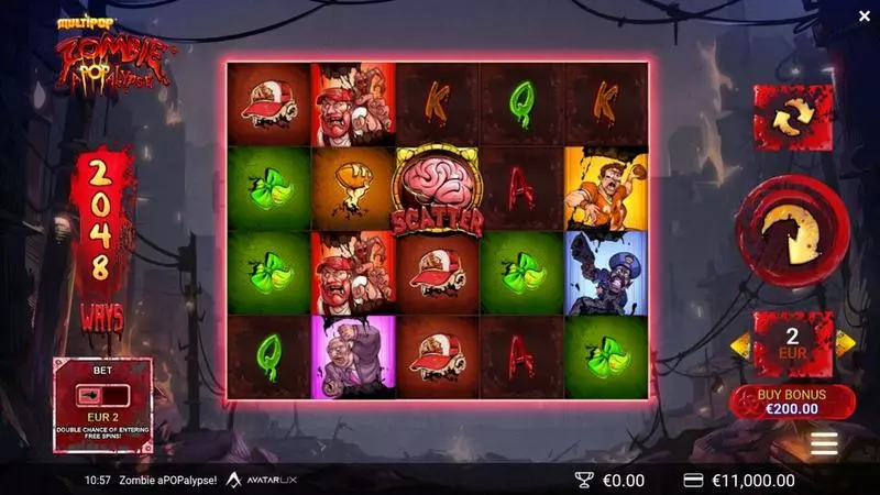 Main Screen Reels - Zombie aPOPalypse AvatarUX Slots Game